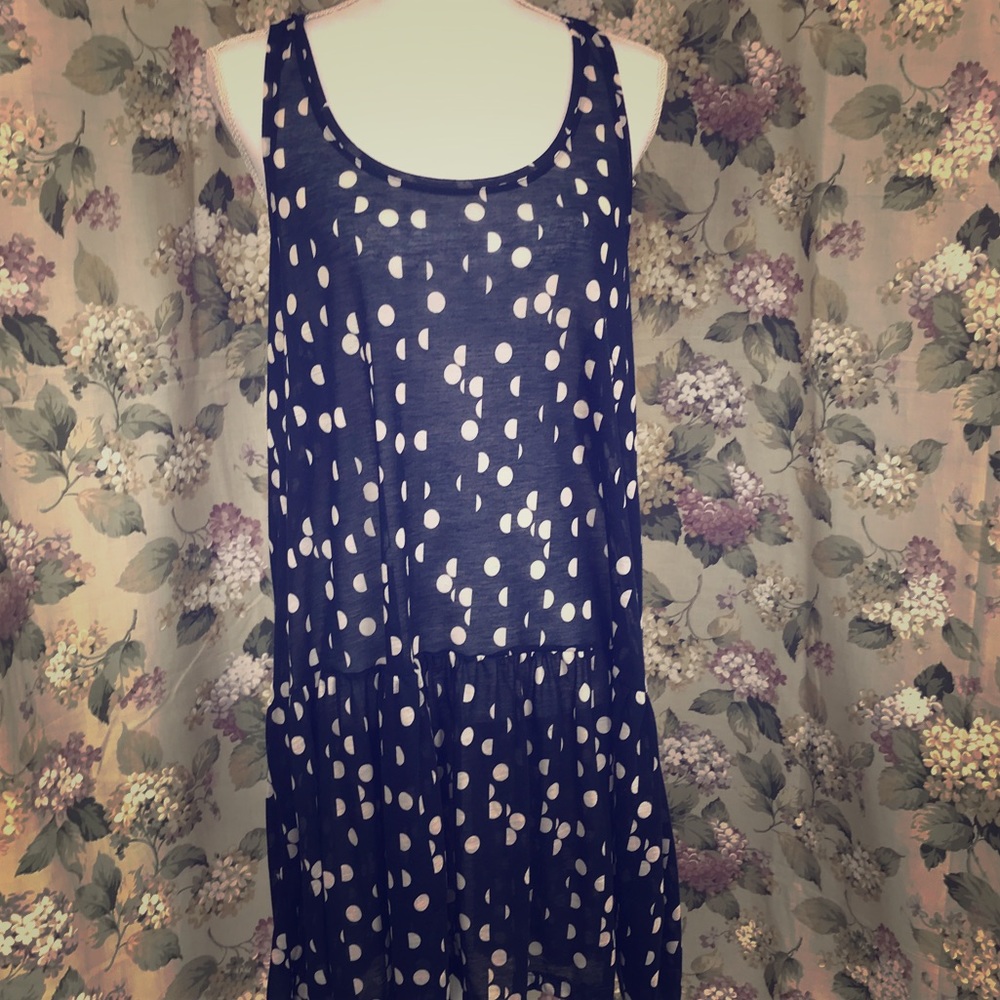 Navy Polka Dot sheer Cover Up Dress